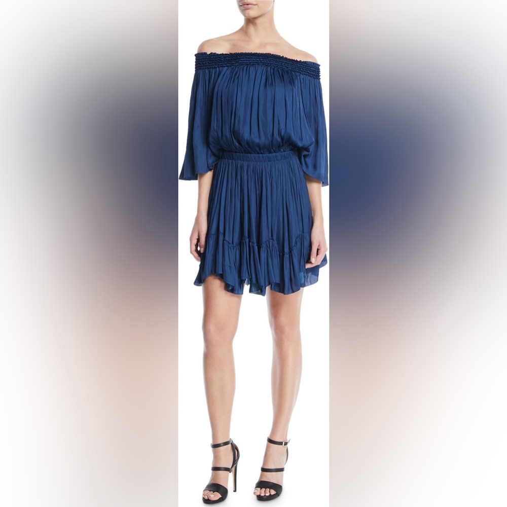 HALSTON HERITAGE Off-the-Shoulder Pleated Gown Luxe Medium